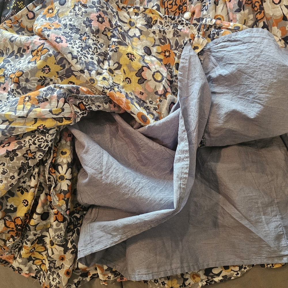 NWT AMERICAN EAGLE Puff Sleeve Tie Back Ruched Cotton Floral Short Dress Medium - Picture 14 of 15
